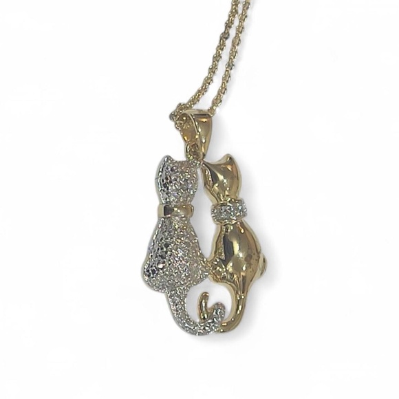 Cat Couple Pendant Necklace - Picture 1 of 2